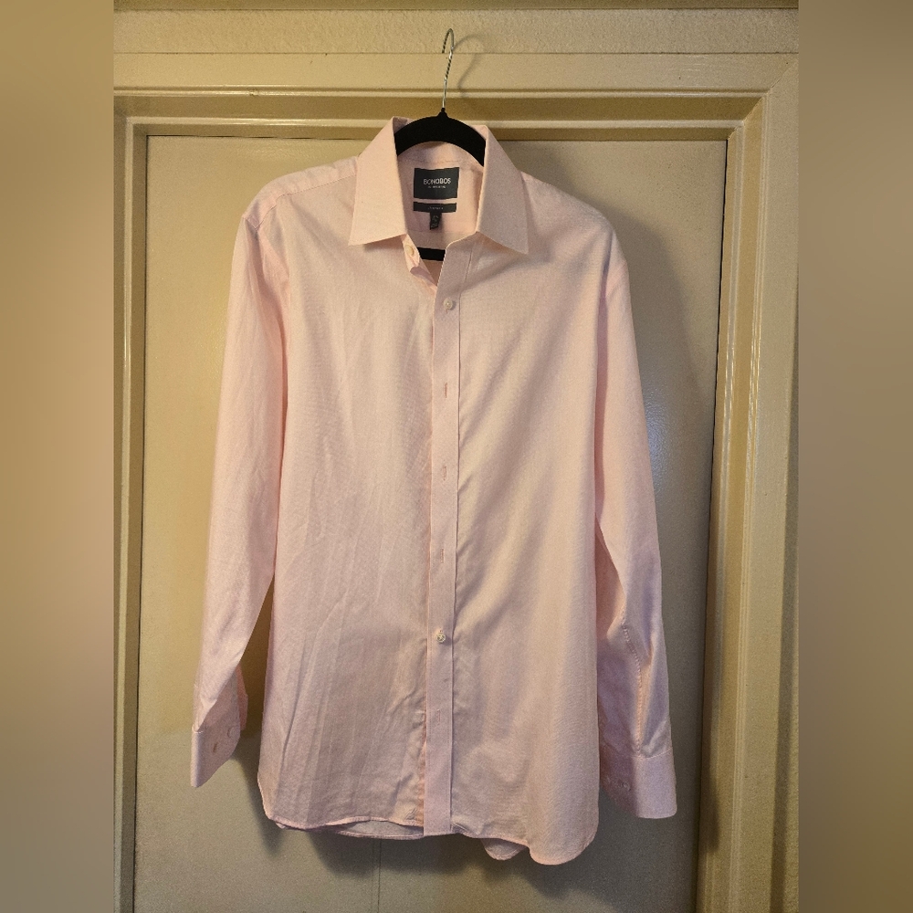 Bonobos Pink‎ Dress Shirt with Textured Fabric Standard Fit. 34.
